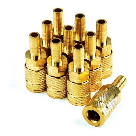 Primefit Primefit 6-Ball Automotive T-Style Coupler 1/4" x 3/8" Standard Hose Barb - Pack of 10 TC1438BB6-B10-P